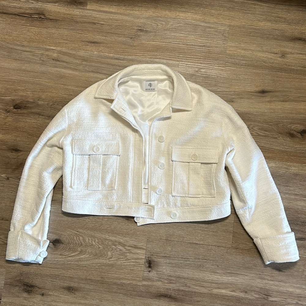 ANINE BING Adriana Crop Cotton Tweed Jacket